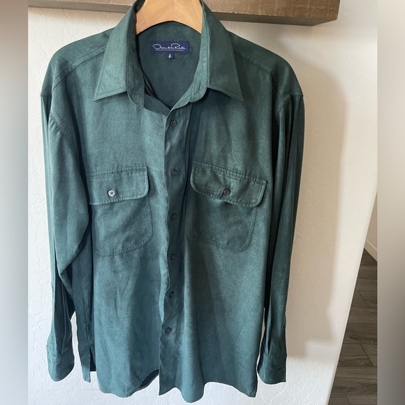 Oscar De La Renta| Teal Velvety Button Down Long Sleeve Blouse, Size Small••• - Picture 14 of 14